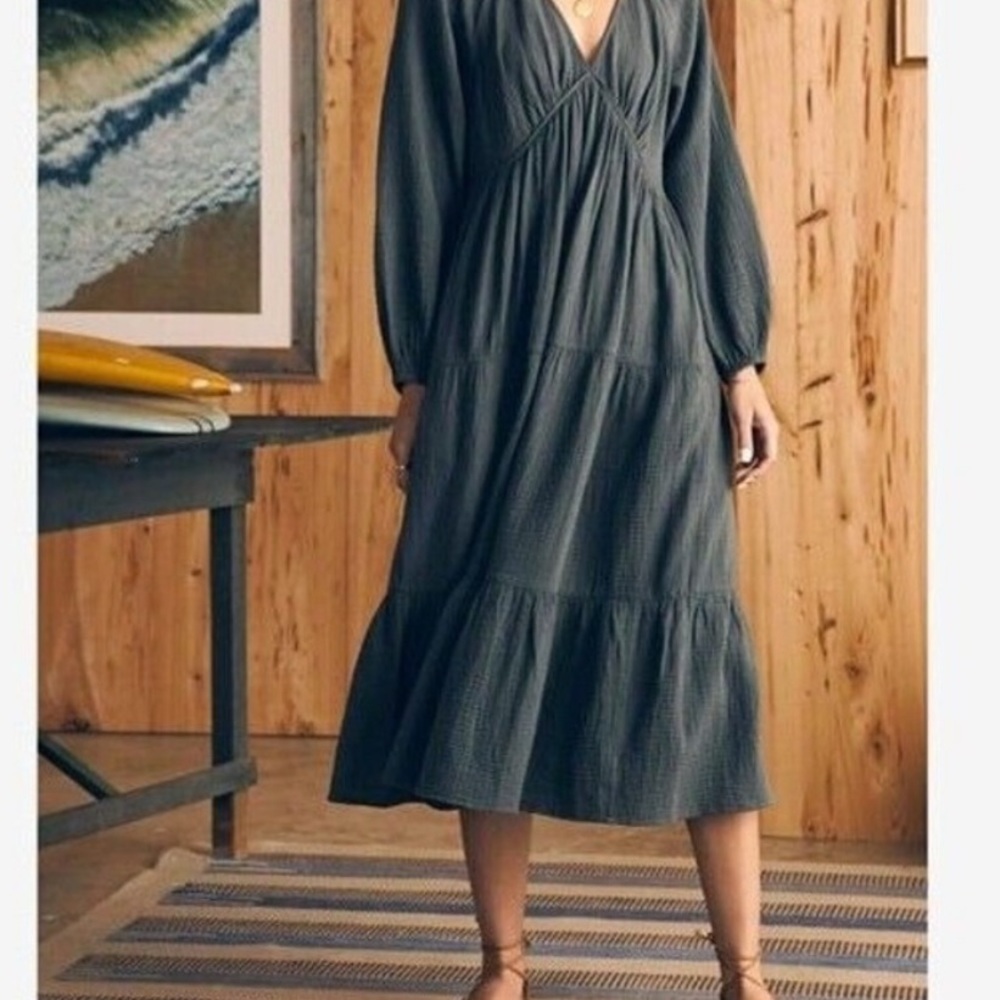 Faherty Black Midi Dress